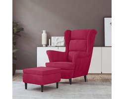 Oorfauteuil met kruk - Relaxstoel Loungestoel - Ontspannen thuis - Zachte fluwelen stof - 78 x 90 x 96.5 cm