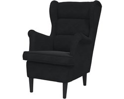 Oorfauteuil met voetenbank - Relaxstoel Kruk - Ontspannen Zitten - Zachte fluwelen bekleding - 71 x 92 x 91 cm