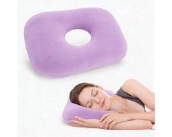 Oorkussen - Piercing Kussen - Donut Kussen met Gat voor Piercing Verzorging - Hoofdkussen Zijslaper - Ringkussen - Oorpijn Verlichten - Voor Iedere Slaaphouding - Orthopedisch Hoofdkussen - Oordoppen Slapen - Hoofd Kussen - Zijslaapkussen - Paars