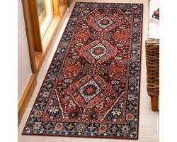 Oosters Gang Tapijt - Antislip Deurmat - Vloer Beschermen - Machinewasbaar Ontwerp - 2x4ft - Rood/Multi