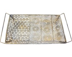 Oosterse decoratieve dienblad antieke kleuren vintage oosterse Marokkaanse decoratie van metaal - decoratie voor de woning of tuin met ornamenten (decoratief dienblad)