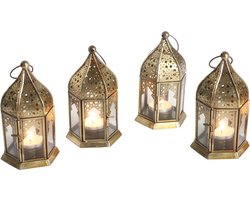 Oosterse glazen lantaarns Nael Transparant set van 4