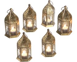 Oosterse glazen lantaarns Nael Transparant set van 6