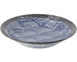 Oosterse Kom - Saladeschaal Japans - Serveren van Maaltijden - Magnetronbestendig - 20.2x4cm - Blauw
