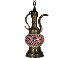 Oosterse lamp - mozaïek tafellamp 13 cm - handgemaakt - messing beslag - geschikt voor 40 watt