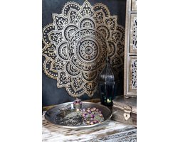 Oosterse lantaarn van metaal en glas, Ajda blauw, 29 cm, Oosters windlicht, Marokkaanse glazen lantaarn voor binnen, Marokkaans tuinwindlicht voor buiten als tuinlantaarn