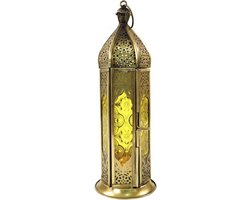 Oosterse Lantaarn van Metaal/Glas in Marokkaans Design - Windlicht voor Sfeervolle Verlichting