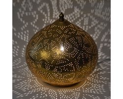 Oosterse metalen tafellamp Filigrain onion klein | Ø 30 cm | metaal | goud | sfeervol / warm licht | traditioneel / landelijk design