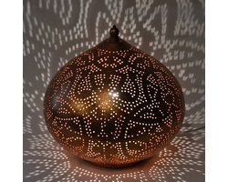 Oosterse metalen tafellamp Filigrain onion klein | Ø 30 cm | metaal | koper | sfeervol / warm licht | traditioneel / landelijk design