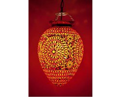 Oosterse mozaïek hanglamp Turkish Design Papaja rood-oranje Ø25cm