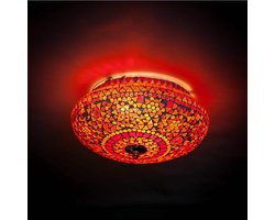Oosterse mozaïek plafondlamp Indian Design rood oranje Ø50cm