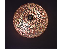 Oosterse mozaïek plafondlamp Turkish Design | 2 lichts | paars | glas / metaal | Ø 25 cm | eetkamer / woonkamer / slaapkamer | sfeervol / traditioneel / modern design