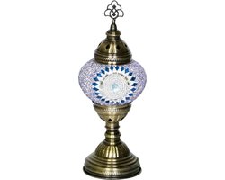 Oosterse mozaiek tafellamp - Lichtpaars - Hoogte 30cm - Diameter bol(len) 13,5cm