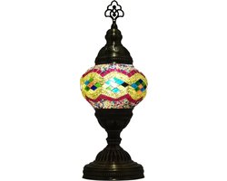 Oosterse mozaïek tafellamp (Turkse lamp)  ø 13 cm geel/bont