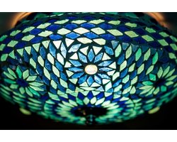 Oosterse plafonniere blauw TD 24 cm