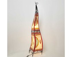 Oosterse staande lamp – XXL Marokkaanse vloerlamp – Hennalamp van geitenleer – Multicolor – 150 cm