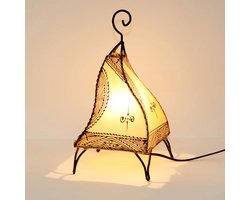 Oosterse tafellamp – Marokkaanse hennalamp van geitenleer – E14 – 35–38 cm
