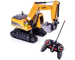 Op Afstand Bestuurbare Graafmachine Bouwspeelgoed voor Kinderen 1:24 Schaal 6 Kanaal RC Graafmachine met Licht en Geluid Functies Realistische Hydraulische Arm en Elastische Rupsbanden