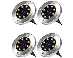 Op zonne-energie werkende inbouwlampen - solar tuinverlichting - solar buitenlamp - Solar grondlampen - Buitenverlichting voor gazon - Tuingrondlampen - Roestvrij staal - Zwart