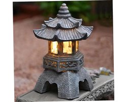 Op zonne-energie werkende LED-pagodelamp in Japanse stijl, roestvrij, weerbestendig en UV-bestendig.