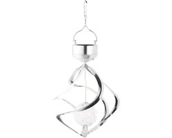 Op zonne-energie werkende RGB-windgonglamp - buitenlamp - solar tuinverlichting - solar buitenlamp - LED-hanglamp voor buiten - Zilver - Roestvrij staal/acryl