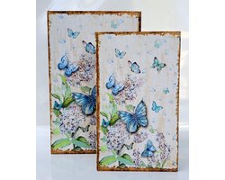 Opberg box vlinder vlinders set van 2 BKC124M2300 boekendoos - opbergdoos butterfly - decoratie - vintage - deco - decoratieve boeken - doos boek - kasboek - dozen - kluizen boek - kist - decoratief A PAIR OF CANVAS BOOK BOXES