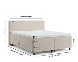 Opberg Boxspring - Eefje - Teddy - Beige - 180 x 200 cm | Inclusief gratis topper en antislip