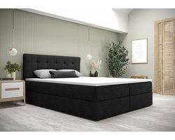 Opberg Boxspring Fenne - 180x200 cm - Zwart - Inclusief Topper - Bed met Opbergruimte - Bonellvering tot 100 kg