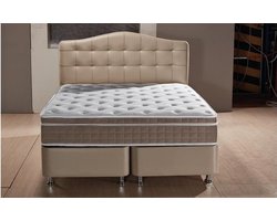 Opberg Boxspring Luxor – Boxspring met opbergruimte – taupe kleur – 180X200