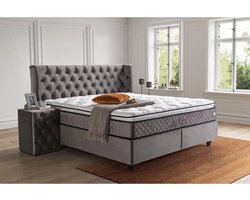 Opberg Boxspring Rixoss Grijs - 2persoons Boxspring met opbergruimte 140x200
