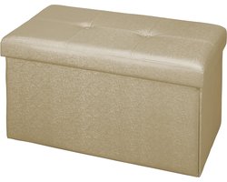 Opberg Ottomaan - Zetel Poef - Woonkamer Opruimen - Opvouwbaar Design - 30 x 15 x 15 Inch - Metaal Goud