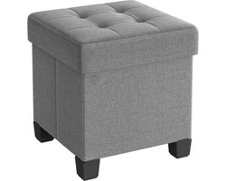 Opberg Poef – Lichtgrijs – 38 cm – Opvouwbaar met Opbergruimte