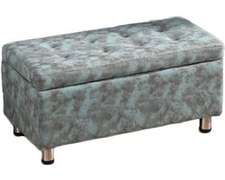 Opberg Poef - Voetsteun Kruk - Ruimte Besparen - Met Spons Gevuld - 80x40x40cm - Veelkleurig
