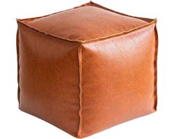Opberg Poef - Zetel Bankje - Extra Zetel - Inklapbaar Ontwerp - 40cm Vierkant - Oranje