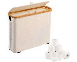 opbergbak-opberg bakjes- opbergbakken met deksel-Toiletpapiermand opbergkast - Badkamer opbergdoos - Met deksel - Opvouwbaar - Doorzichtig - Slank toiletpapierrek - Geschikt voor 12 tissues - Badkamer - Papieren opbergmand (beige)