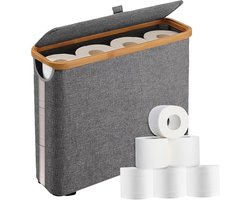 opbergbak-opberg bakjes- opbergbakken met deksel-Toiletpapiermand opbergkast - Badkamer opbergdoos - Met deksel - Opvouwbaar - Doorzichtig - Slank toiletpapierrek - Geschikt voor 12 tissues - Badkamer - Papieren opbergmand (grijs)