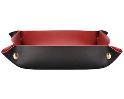 Opbergbakje - Sleutelbakje - Organizer vierkant leer - Opbergruimte bureau - met drukknoppen - Zwart