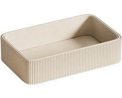 Opbergbakje van PU-leer, met Romeins zuilontwerp, beige, geschikt voor het opbergen van sleutels, horloges, portemonnees, enz., moderne stijl, geschikt voor nachtkastjes en bureaus in de hal.