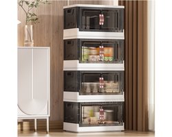 Opbergbakken met deksels - 45L*4 Grote plastic opbergbakken Kastorganisatoren en opslag, opvouwbare stapelbare opbergcontainers voor het organiseren van het huis Slaapkamer Slaapzaal