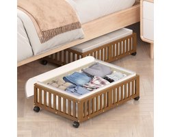 Opbergbakken onder bed - Laden organizer - Ruimte besparen - Met wielen - 60x42x18 cm - Walnoot