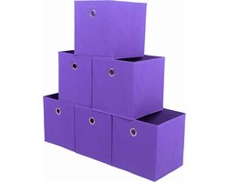 Opbergbakken Opvouwbaar - Opbergkubus Organizer - Ruimte Besparen - Set van Zes - 26x26x26 cm - Paars