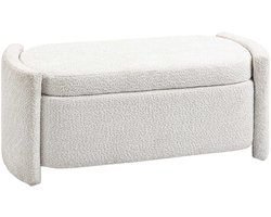 Opbergbank 105 x 44 x 45,5 cm - Bedbank Met Opbergruimte en Deksel - Fluweel - Crème