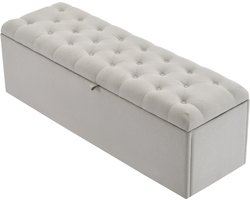 Opbergbank - Bedbank - Hocker - Dekenkist - Linnen - Opbergruimte - Modern Design - Zachte Zitting - Slaapkamer - 141x41,5x47cm - Zitbank - Lichtgrijs