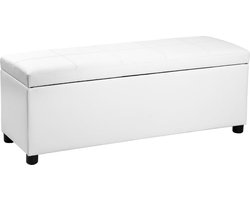 Opbergbank bedkist opbergbox 119x38x45 cm kunstleer wit