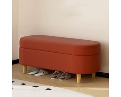 Opbergbank Fluweel - Halbank Poef - Slaapkamer Opbergen - Gecapitonneerd Ontwerp - 100cm - Rood