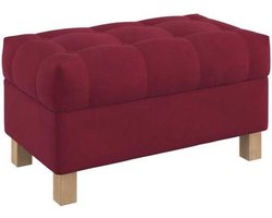 Opbergbank Gestoffeerd - Voetenbankje Kist - Woonkamer Meubel - Knooptufting Design - 80 cm Breed - Wijnrood