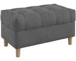 Opbergbank Gestoffeerd - Voetenbankje Kist - Woonkamer Organisatie - Knooptufting Design - 80 cm Breed - Grijs