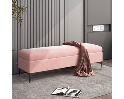 Opbergbank - Gestoffeerde bank - Ruimte Besparen - Verborgen opbergruimte - 100x40x43cm - Roze