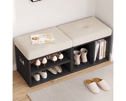 Opbergbank – Guyii Meubella – Multifunctionele Schoenenbank met Opbergruimte – Zitbank met Kussen – Schoenenrek en Opbergkast, Woonkamer of Slaapkamer – 100×35×42.5 cm