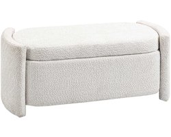Opbergbank-halbank-schoenenbank-gestoffeerd-105 cm x 44 cm x 45-5 cm. Crème/beige